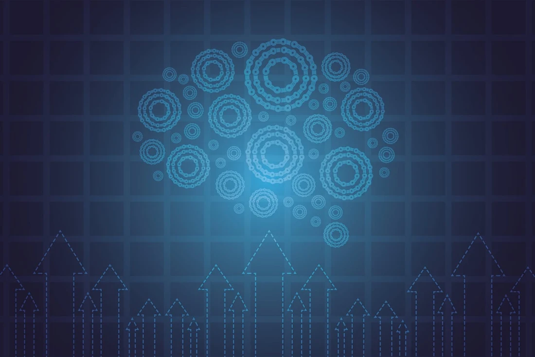 Blue upward arrows illustrating growth across connected channels